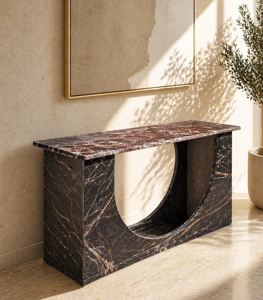 Console en marbre bordeaux