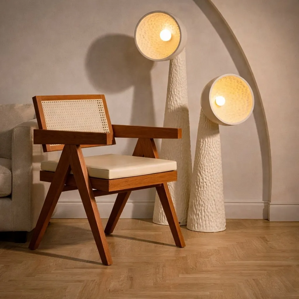 Fauteuil en cannage et bois