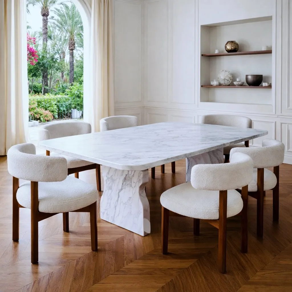 Table à manger en marbre blanc