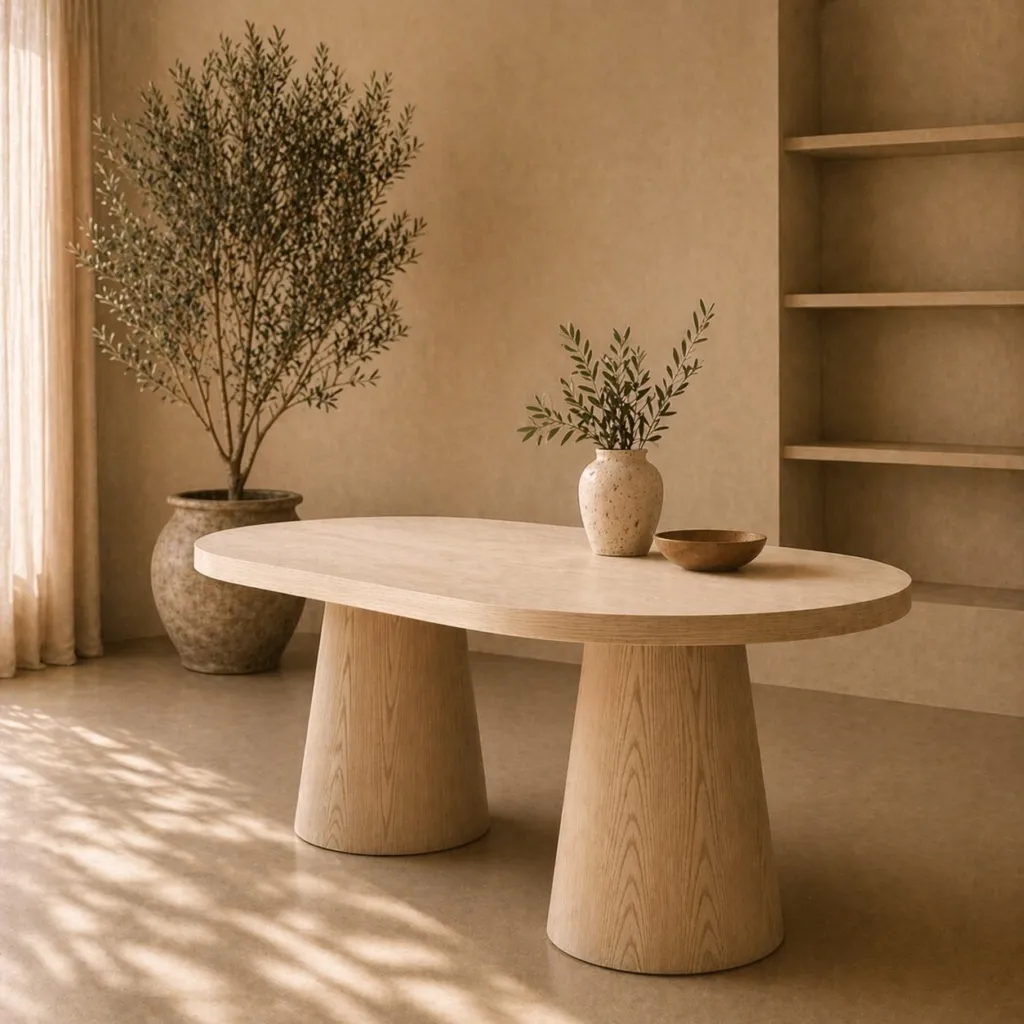 Table ovale en chêne clair